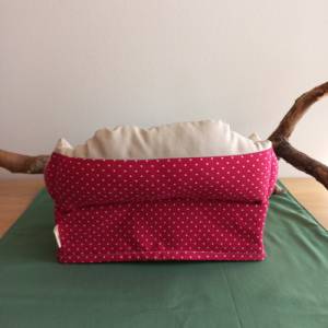 Rot-beiges Taschentüchersofa, Umhüllung für Kosmetiktücherbox, Überzug mit Blickfang im Patchwork-Stil Bild 4