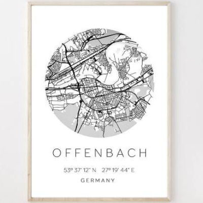 Poster OFFENBACH STADTPLAN mit Koordinaten | Heimatstadt | Stadtposter | Personalisiert | Map | Karte Geschenk | Kunstdr