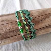 Makramee Armband 3in1 in grün mit Glasperlen und Metallperlen Bild 1
