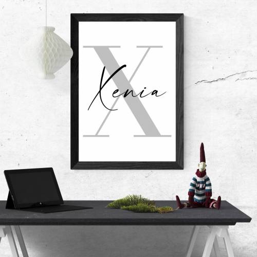 Poster Name mit X | Namenstag | Danke | Zuhause | Geschenk | Monogramm | personalisiert | Geburtstag | Kunstdruck | Fami