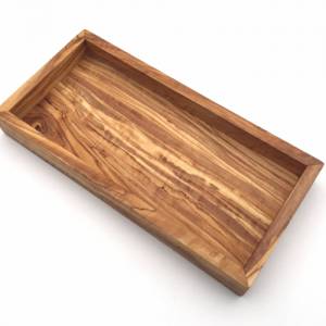 Ablage rechteckig L. 25 cm, Holz Serviertablett, Tablett, Platte, handgefertigt aus Olivenholz, Hochwertig, Geschenk. Bild 1