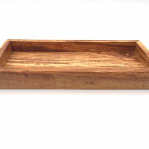 Ablage rechteckig L. 25 cm, Holz Serviertablett, Tablett, Platte, handgefertigt aus Olivenholz, Hochwertig, Geschenk. Bild 4