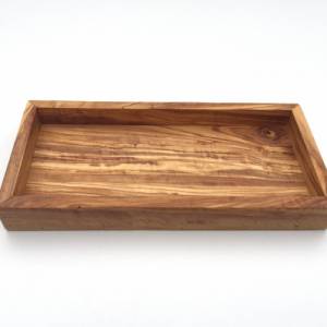 Ablage rechteckig L. 25 cm, Holz Serviertablett, Tablett, Platte, handgefertigt aus Olivenholz, Hochwertig, Geschenk. Bild 5