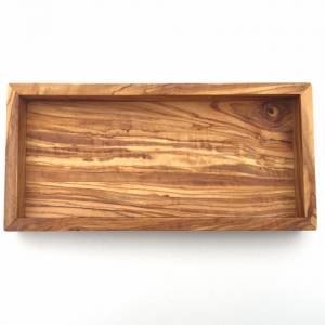 Ablage rechteckig L. 25 cm, Holz Serviertablett, Tablett, Platte, handgefertigt aus Olivenholz, Hochwertig, Geschenk. Bild 6