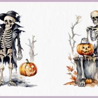 Gruselige Skelette PNG Clipart Bundle - 10 Aquarell Bilder, Transparenter Hintergrund, Halloween & Party Dekoration Bild 10