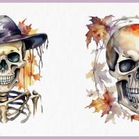 Gruselige Skelette PNG Clipart Bundle - 10 Aquarell Bilder, Transparenter Hintergrund, Halloween & Party Dekoration Bild 5