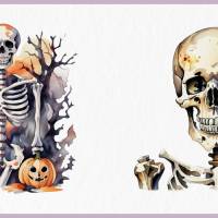 Gruselige Skelette PNG Clipart Bundle - 10 Aquarell Bilder, Transparenter Hintergrund, Halloween & Party Dekoration Bild 6