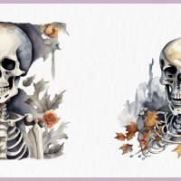 Gruselige Skelette PNG Clipart Bundle - 10 Aquarell Bilder, Transparenter Hintergrund, Halloween & Party Dekoration Bild 7