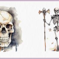 Gruselige Skelette PNG Clipart Bundle - 10 Aquarell Bilder, Transparenter Hintergrund, Halloween & Party Dekoration Bild 8