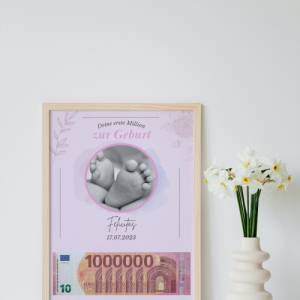Geldgeschenk zur Geburt - deine erste Million | Geburtsgeschenk Geld personalisiert | personalisiertes Geschenk Geburt | Bild 1