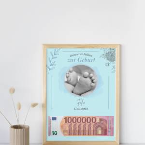 Geldgeschenk zur Geburt - deine erste Million | Geburtsgeschenk Geld personalisiert | personalisiertes Geschenk Geburt | Bild 3