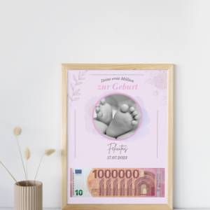 Geldgeschenk zur Geburt - deine erste Million | Geburtsgeschenk Geld personalisiert | personalisiertes Geschenk Geburt | Bild 4