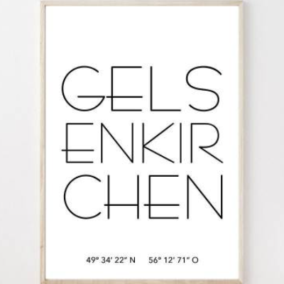 Poster GELSENKIRCHEN mit Koordinaten | Heimatstadt | Stadtposter | Personalisiert | Stadt Geschenk | Umzug Einzug | Heim
