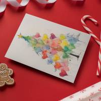 Weihnachtskarten "Weihnachtsbaum & Herzen" | 10 Aquarelle Bundle | Digitaler Download | Selber drucken Bild 5