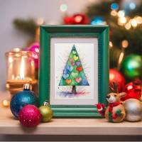 Weihnachtskarten "Weihnachtsbaum & Herzen" | 10 Aquarelle Bundle | Digitaler Download | Selber drucken Bild 6