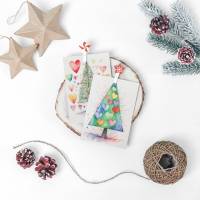Weihnachtskarten "Weihnachtsbaum & Herzen" | 10 Aquarelle Bundle | Digitaler Download | Selber drucken Bild 7