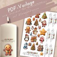 Kerzentattoo Weihnachten PDF Bundle | weihnachtliches Kerzensticker Vorlagen Paket Stumpenkerzen |DIY Weihnachtsgeschenk Bild 4