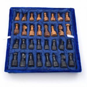 Schachspiel rustikal Olivenholz Schachbrett Gr. M inkl. 32er  Schachfiguren aus Marmor Farbe wählbar Handemacht hochwert Bild 6