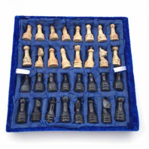 Schachspiel rustikal Olivenholz Schachbrett Gr. M inkl. 32er  Schachfiguren aus Marmor Farbe wählbar Handemacht hochwert Bild 7