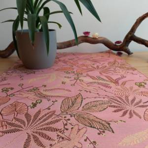 Tischläufer mit Blumen und Libellen in rosa, gelb und grün zum Wenden, Tischdekoration für den Frühling Bild 2