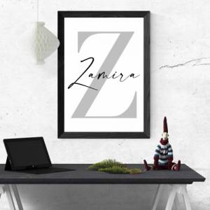 Poster Name mit Z | Namenstag | Danke | Zuhause | Geschenk | Monogramm | personalisiert | Geburtstag | Kunstdruck | Fami Bild 1