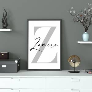 Poster Name mit Z | Namenstag | Danke | Zuhause | Geschenk | Monogramm | personalisiert | Geburtstag | Kunstdruck | Fami Bild 2