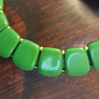 Halskette mit böhm. Glasperlen-Vierecken grün Bild 2
