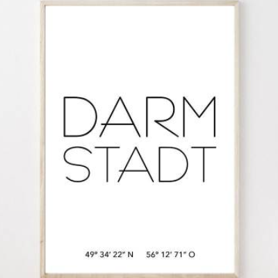 Poster DARMSTADT mit Koordinaten | Heimatstadt | Stadtposter | Personalisiert | Stadt Geschenk | Umzug Einzug | Heimat |