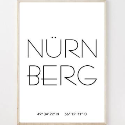 Poster NÜRNBERG mit Koordinaten | Heimatstadt | Stadtposter | Personalisiert | Stadt Geschenk | Kunstdruck | Umzug Einzu