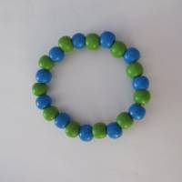 Perlenarmband mit Holzperlen - blau-grün Bild 2