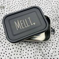personalisierte Brotdose in schwarz | Einschulungsgeschenk mit Namen | Geschenk für den Kindergarten oder die Krippe Bild 4
