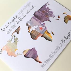 Geldgeschenk zur Hochzeit Weltkarte Farbwahl Individuelles Hochzeitsgeschenk - Wo du hingehst... Bild 4