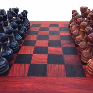 Schachspiel gerade Kante, Schachbrett Größe wählbar inkl. 32 Schachfiguren aus Marmor Handgemacht aus Holz Bild 7