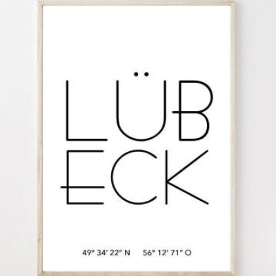 Poster LÜBECK mit Koordinaten | Heimatstadt | Stadtposter | Personalisiert | Stadt Geschenk | Kunstdruck | Umzug Einzug