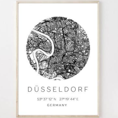 Poster DÜSSELDORF STADTPLAN mit Koordinaten | Heimatstadt | Stadtposter | Personalisiert | Map | Karte Geschenk | Kunstd