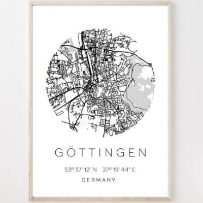 Poster GÖTTINGEN STADTPLAN mit Koordinaten | Heimatstadt | Stadtposter | Personalisiert | Map | Karte Geschenk | Kunstdr