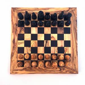Schachspiel gerade Kante, Schachbrett Größe wählbar inkl. 32 Schachfiguren Handgemacht aus Olivenholz & Wenge Bild 5