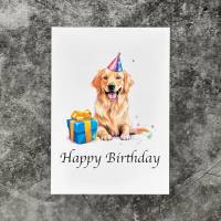 Golden Retriever Geschenk Geburtstagskarte - Handgefertigt und Einzigartig - Happy Birthday für Hunde-Liebhaber Bild 1