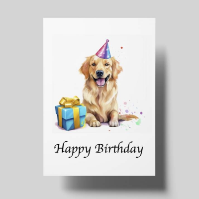 Golden Retriever Geschenk Geburtstagskarte - Handgefertigt und Einzigartig - Happy Birthday für Hunde-Liebhaber