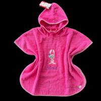 Bade-Poncho mit Boho Hasen und Namen bestickt, personalisierter pinker Badeponcho mit Bohotier, Geschenkidee für Baby Bild 1