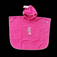 Bade-Poncho mit Boho Hasen und Namen bestickt, personalisierter pinker Badeponcho mit Bohotier, Geschenkidee für Baby Bild 2