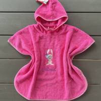 Bade-Poncho mit Boho Hasen und Namen bestickt, personalisierter pinker Badeponcho mit Bohotier, Geschenkidee für Baby Bild 7