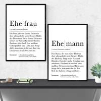 Poster Set EHEMANN & EHEFRAU | Definition | Geschenkidee Familie | Danke | Personalisiertes Geschenk | Kunstdruck | Wand Bild 1