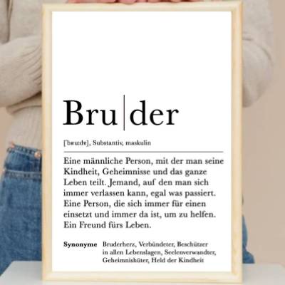 Poster BRUDER | Danke | Bruderherz | Geschenk | Definition | Schwanger | Vorfreude | Geburtstag | Kunstdruck | Familie |