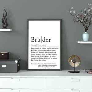 Poster BRUDER | Danke | Bruderherz | Geschenk | Definition | Schwanger | Vorfreude | Geburtstag | Kunstdruck | Familie | Bild 2