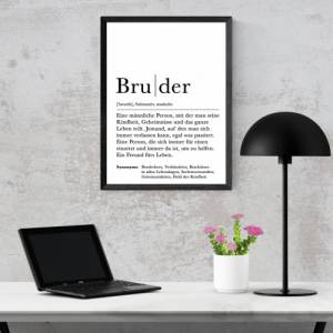 Poster BRUDER | Danke | Bruderherz | Geschenk | Definition | Schwanger | Vorfreude | Geburtstag | Kunstdruck | Familie | Bild 4