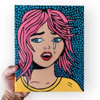 Gemälde handgemalt Pop Art "weinende Frau" Bild 8