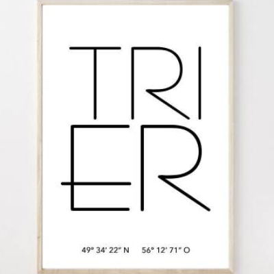 Poster TRIER mit Koordinaten | Heimatstadt | Stadtposter | Personalisiert | Stadt Geschenk | Kunstdruck | Umzug Einzug |