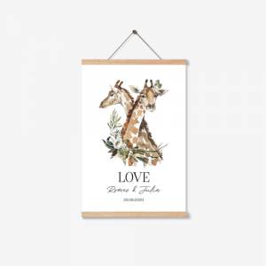 Paarposter zum SELBST AUSDRUCKEN | personalisiertes Geschenk | Hochzeitsgeschenk Giraffe | Geschenk zur Hochzeit für das Bild 1