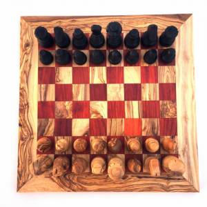 Schachspiel gerade Kante, Schachbrett Größe wählbar inkl. 32 Schachfiguren aus Marmor Handgemacht aus Olivenhoolz Bild 5